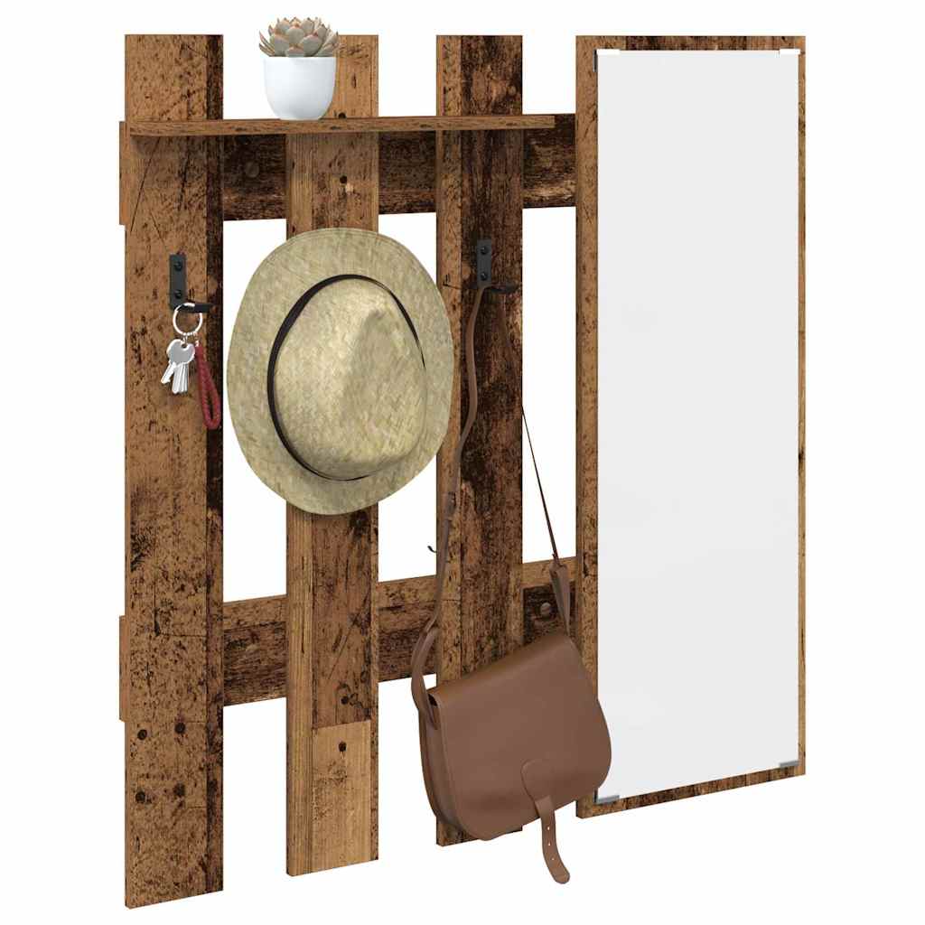 Wandmontierter nachttisch mit Spiegel Altholz 100 x 10 x 100 cm