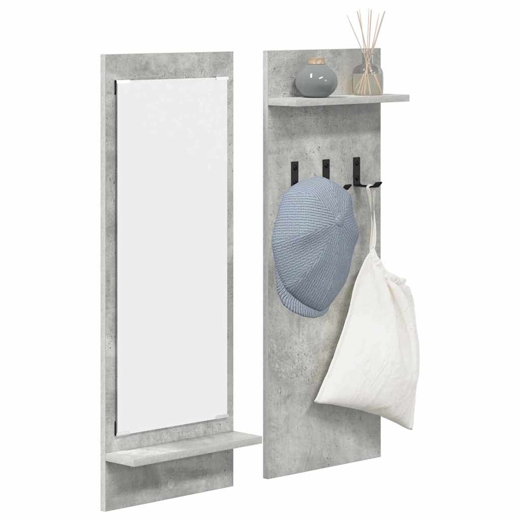 Wandmontierter nachttisch mit Regal Beton Grau 70 x 10 x 90 cm