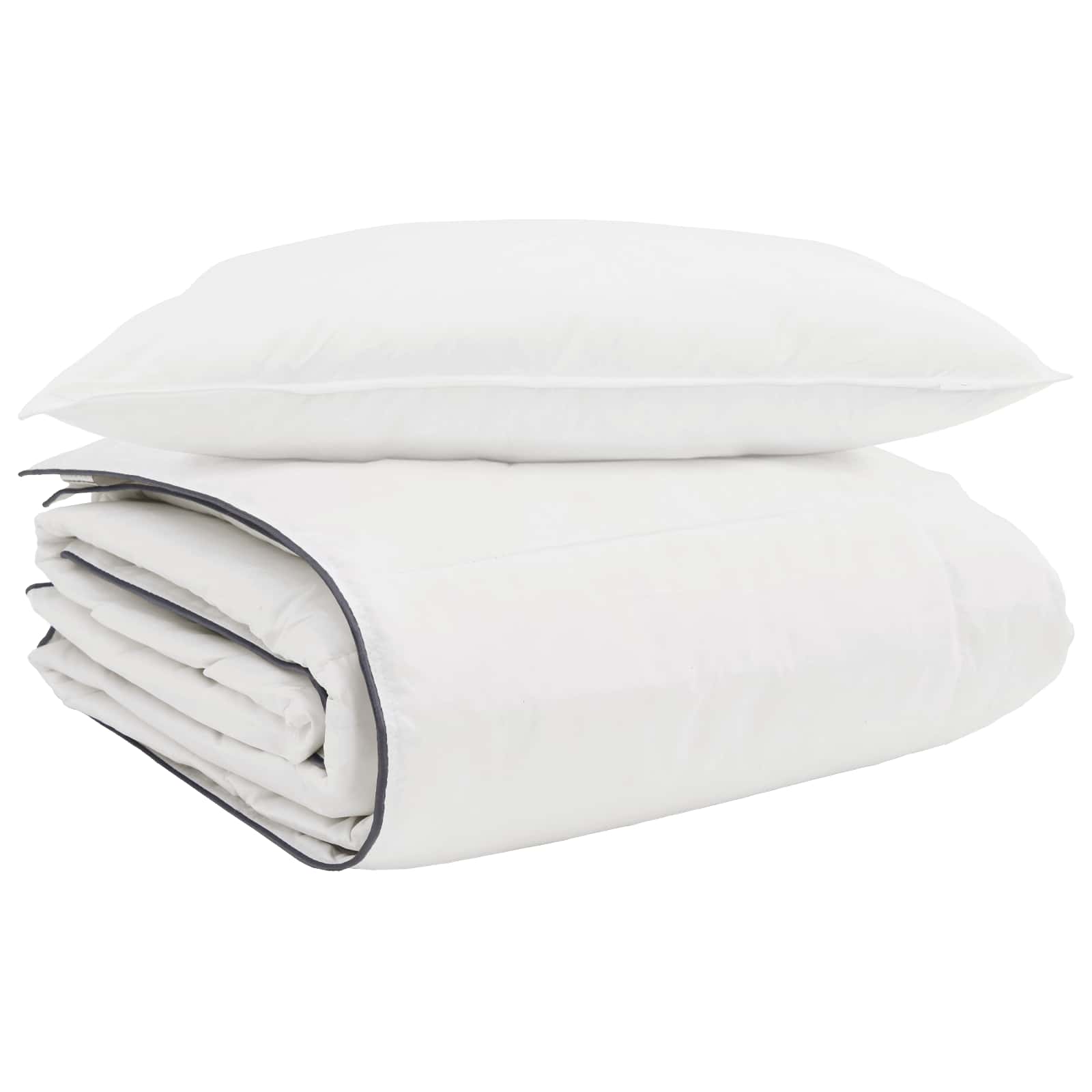 Winterbettdecke mit Kissen 2 pcs Weiß Daunenfeder