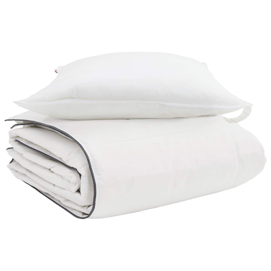 Winterbettdecke mit Kissen 2 pcs Weiß Daunenfeder
