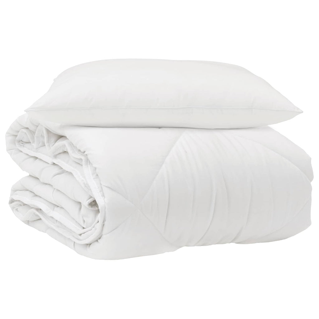 Ganzjahresbettdecke mit Kissen 2 pcs Weiß Mikrofaser