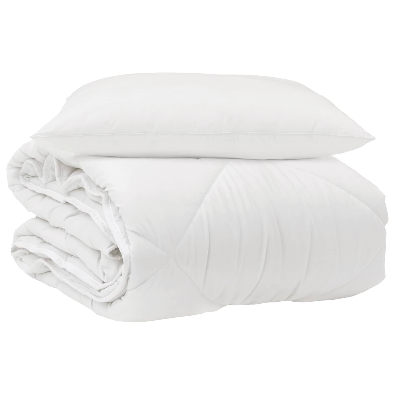 Ganzjahresbettdecke mit Kissen 2 pcs Weiß Mikrofaser