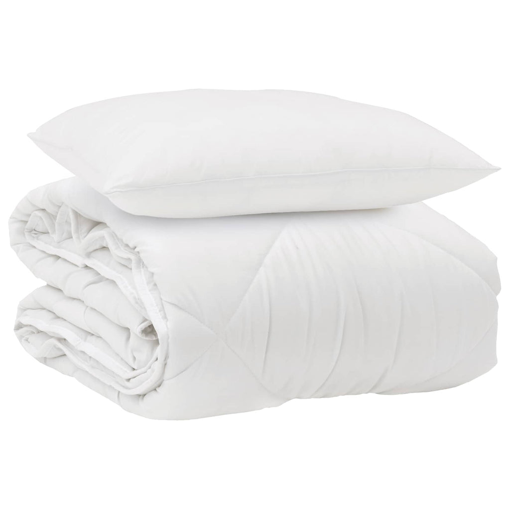 Ganzjahresbettdecke mit Kissen 2 pcs Weiß Mikrofaser