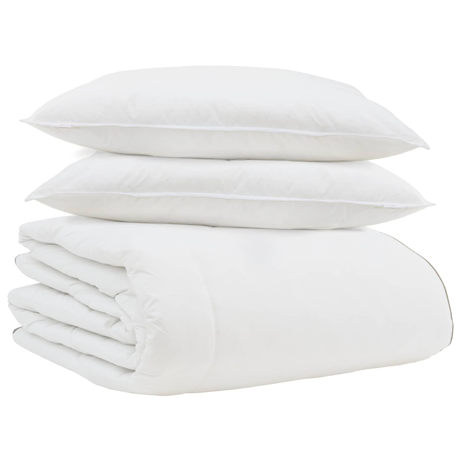 Winterbettdecke mit Kissen 3 pcs Weiß Daunenfeder