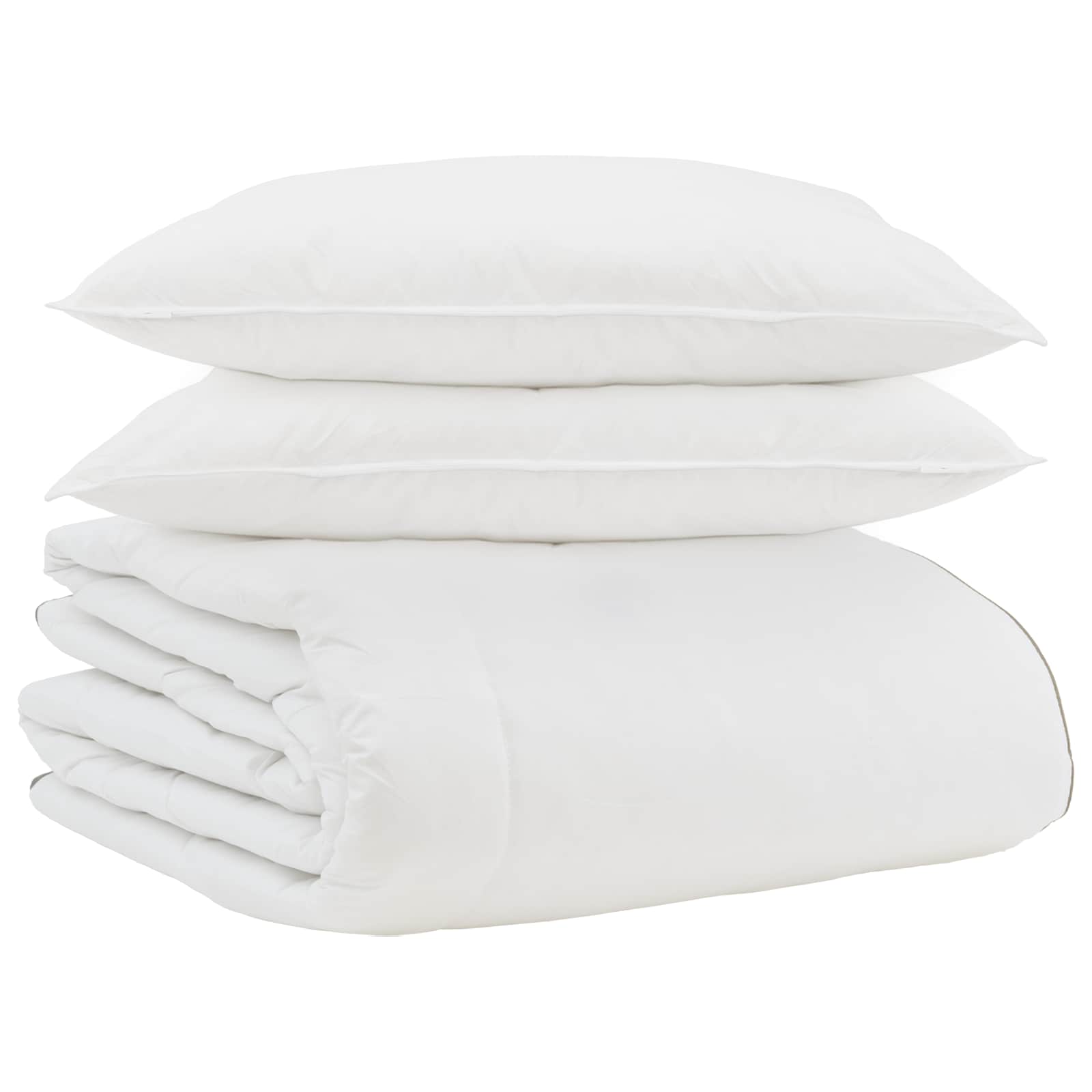 Winterbettdecke mit Kissen 3 pcs Weiß Daunenfeder