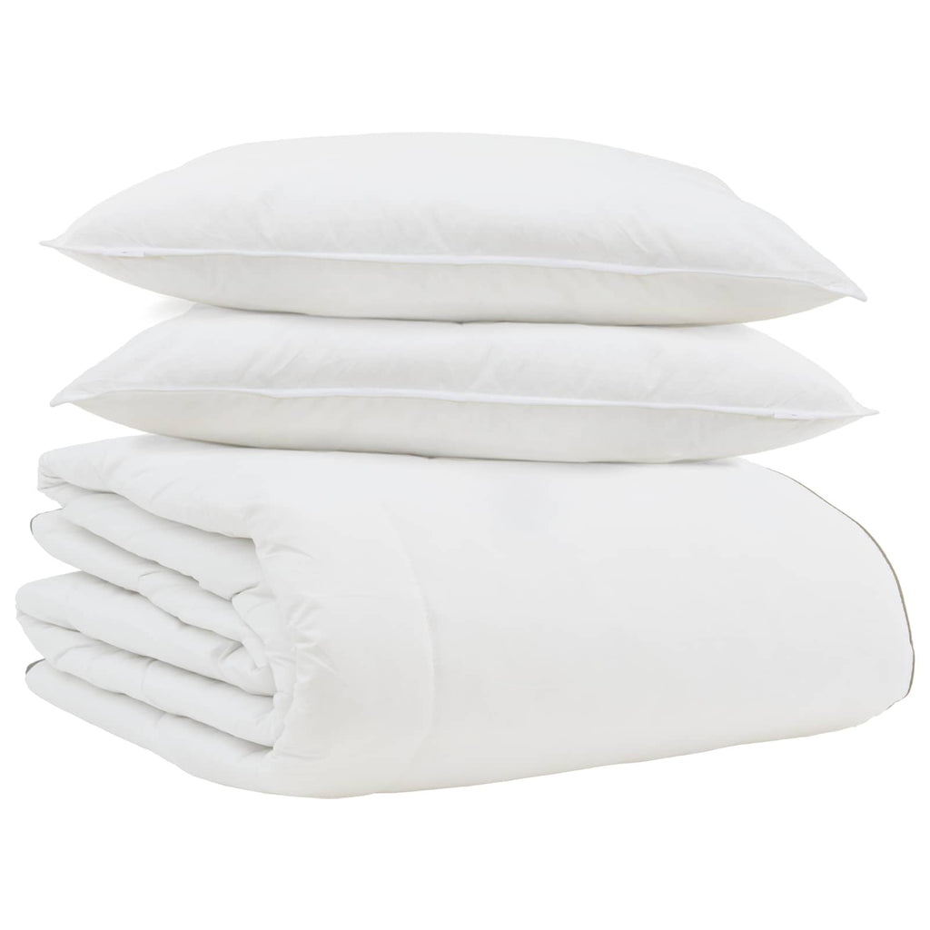 Winterbettdecke mit Kissen 3 pcs Weiß Daunenfeder