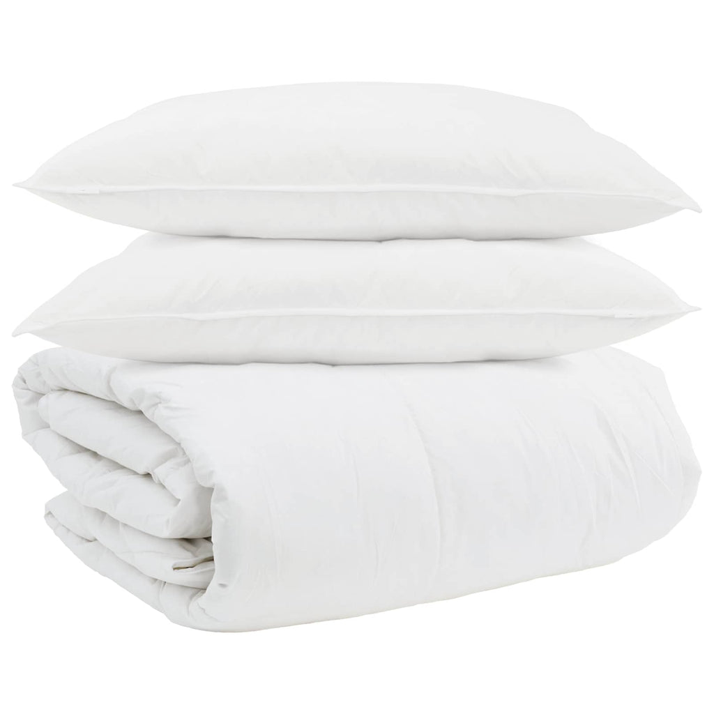 Bettdecken Set mit Kissen 3 pcs Weiß Daunenfeder