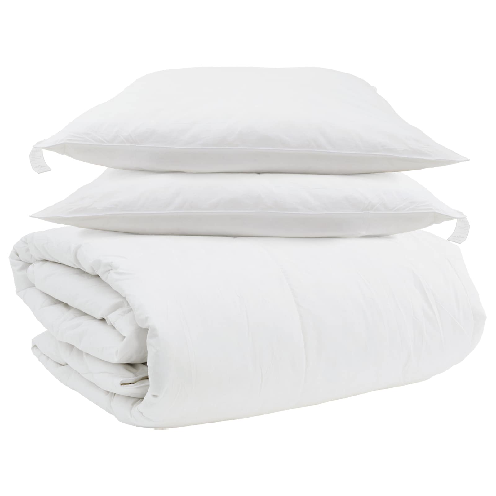 Bettdecken Set mit Kissen 3 pcs Weiß Daunenfeder