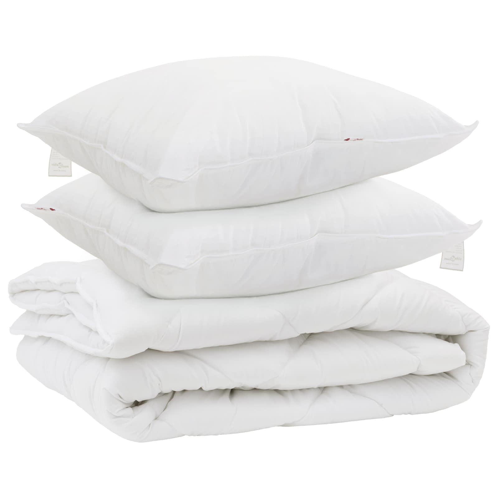 Ganzjahresbettdecke mit Kissen 3 pcs Weiß Mikrofaser