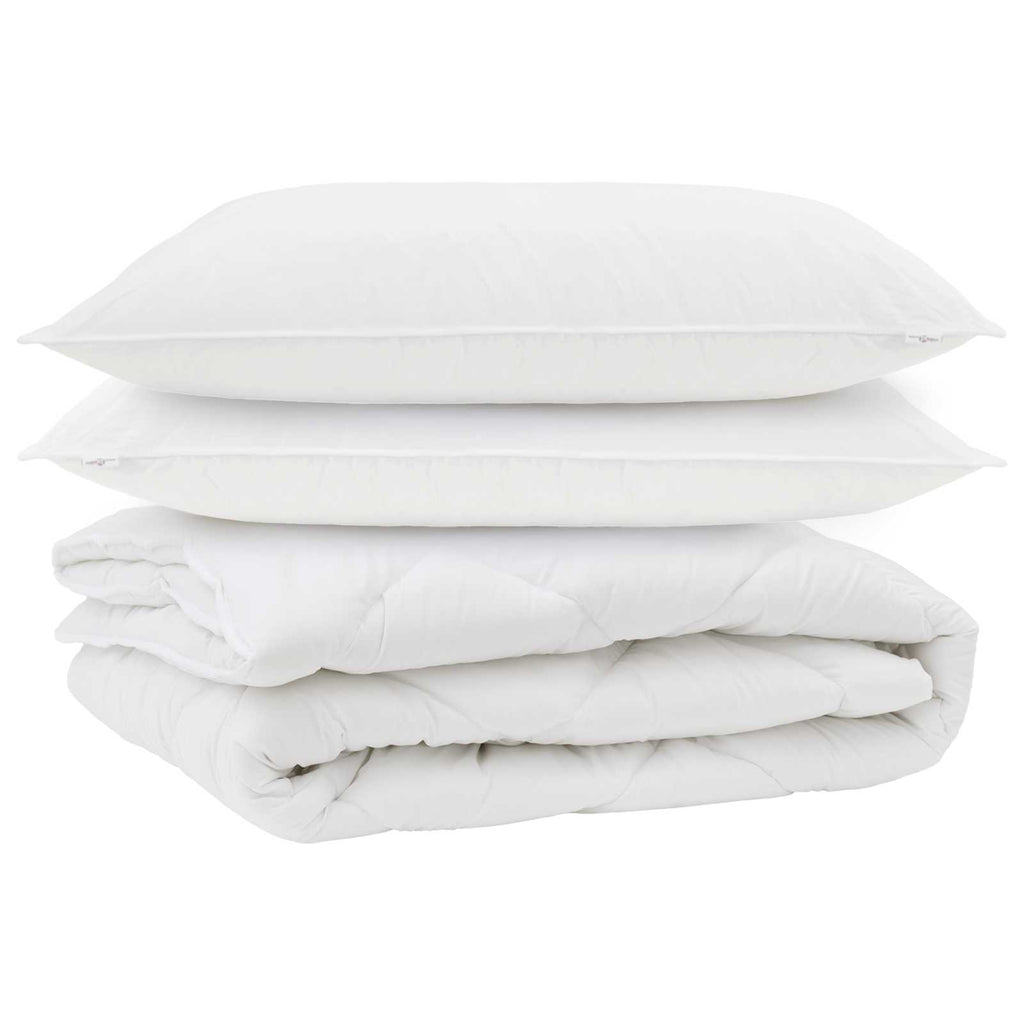 Ganzjahresbettdecke mit Kissen 3 pcs Weiß Mikrofaser