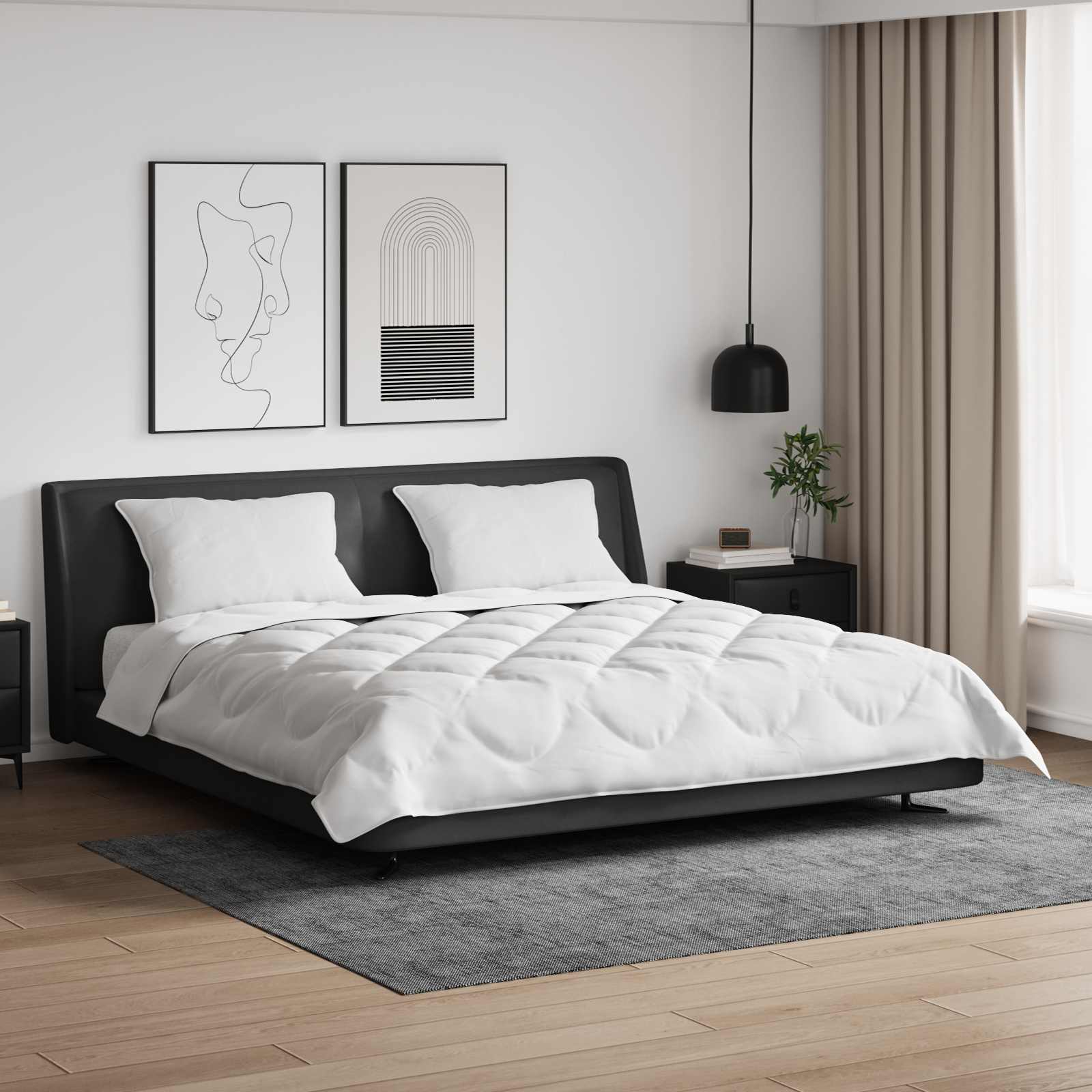 Bettdecke mit Kissen 3 pcs Weiß Mikrofaser