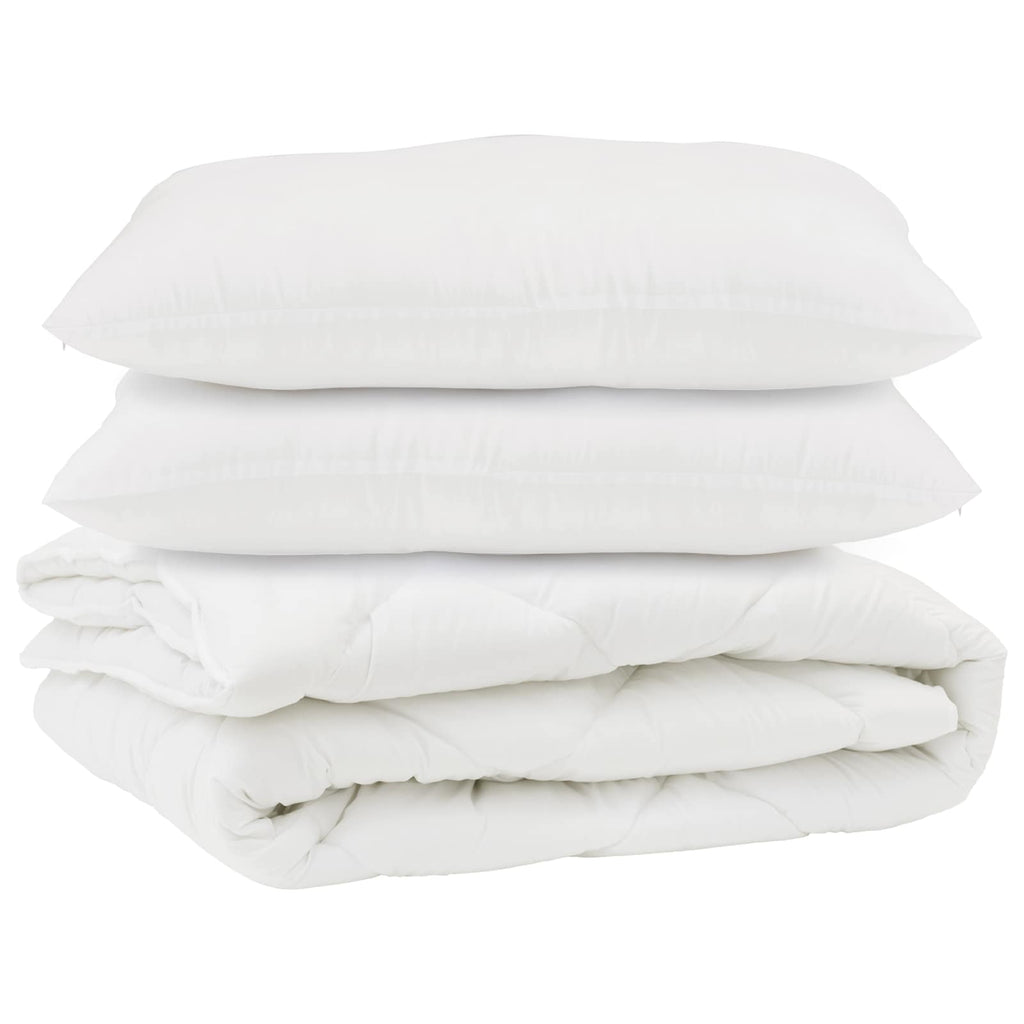 Bettdecke mit Kissen 3 pcs Weiß Mikrofaser