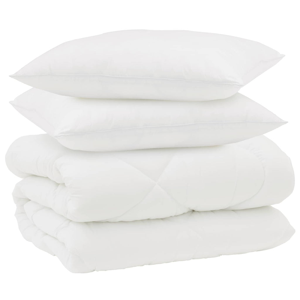 Winterbettdecke mit Kissen 3 pcs Weiß Mikrofaser