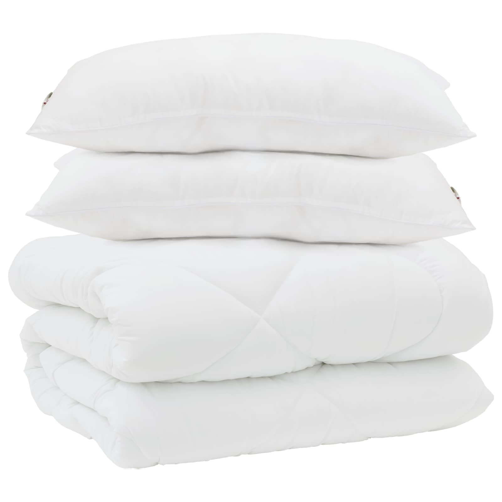 Winterbettdecke mit Kissen 3 pcs Weiß Mikrofaser