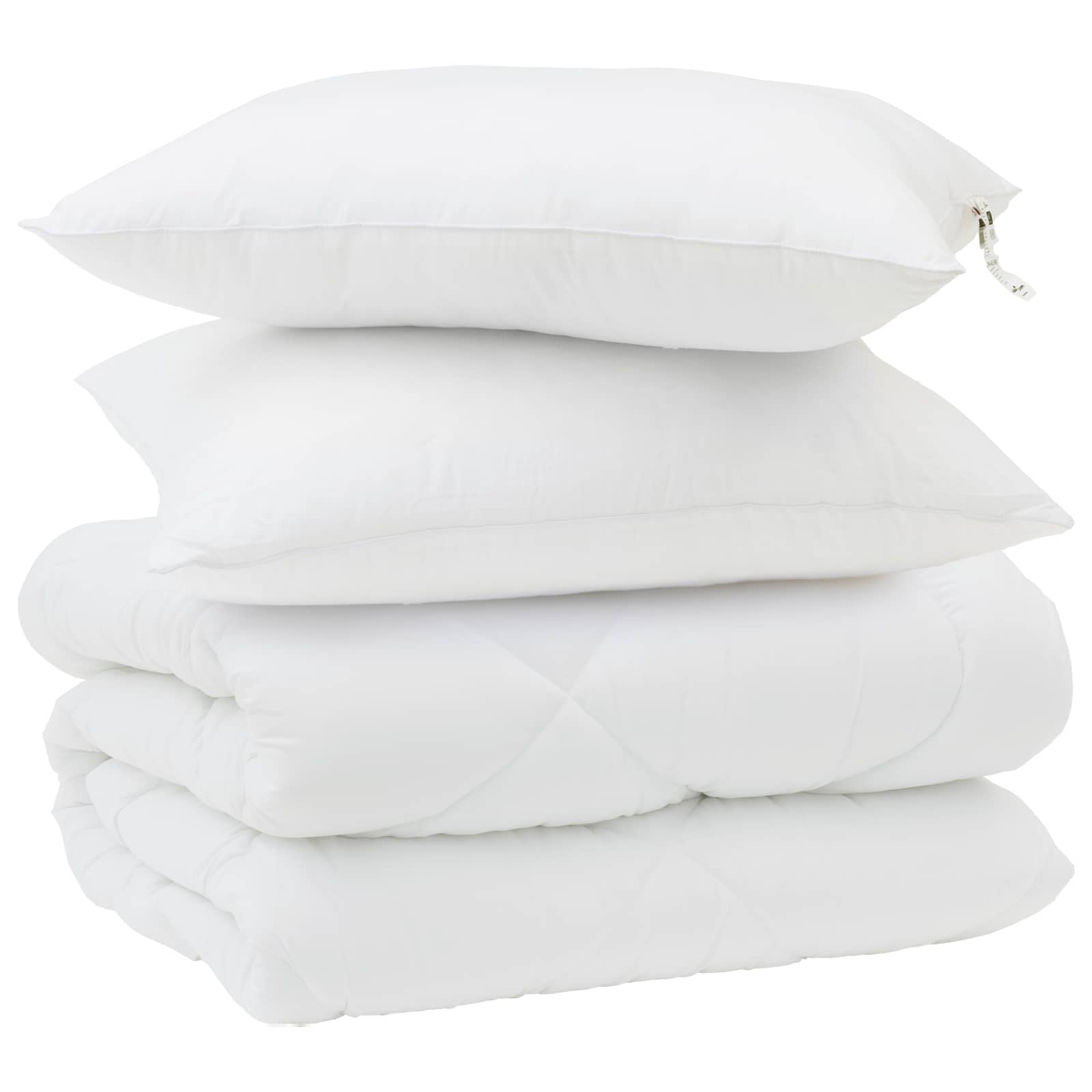 Winterbettdecke mit Kissen 3 pcs Weiß Mikrofaser