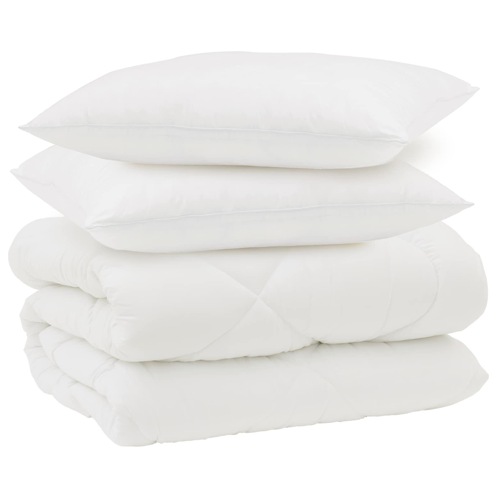 Winterbettdecke mit Kissen 3 pcs Weiß Mikrofaser