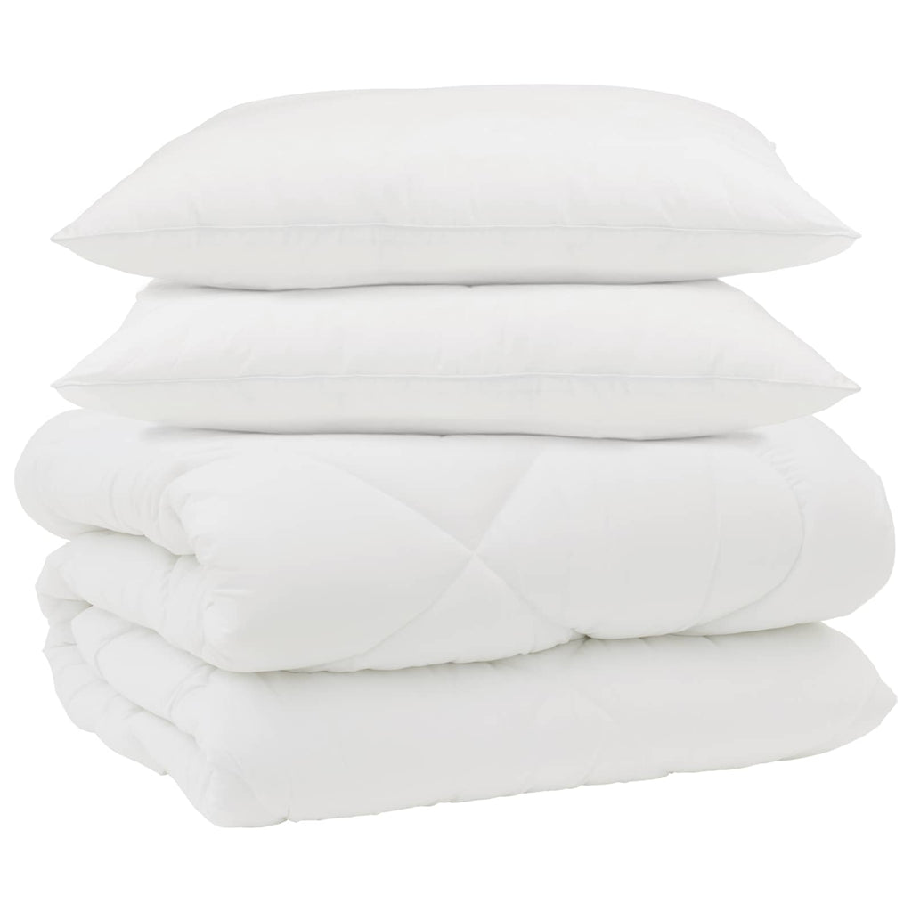 Winterbettdecke mit Kissen 3 pcs Weiß Mikrofaser