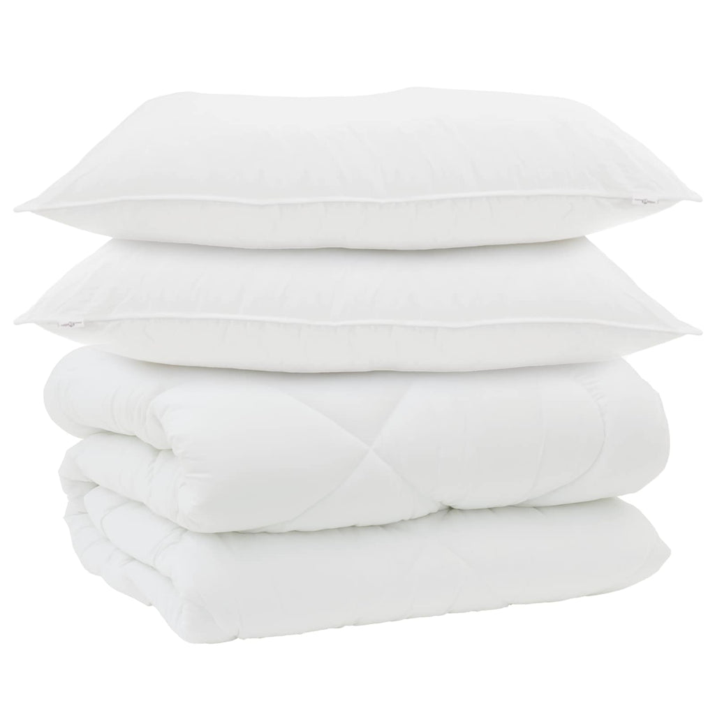 Winterbettdecke mit Kissen 3 pcs Weiß Mikrofaser