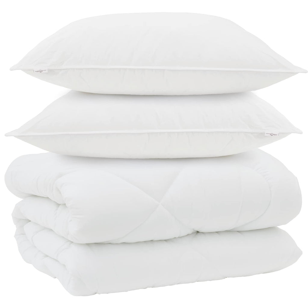 Winterbettdecke mit Kissen 3 pcs Weiß Mikrofaser
