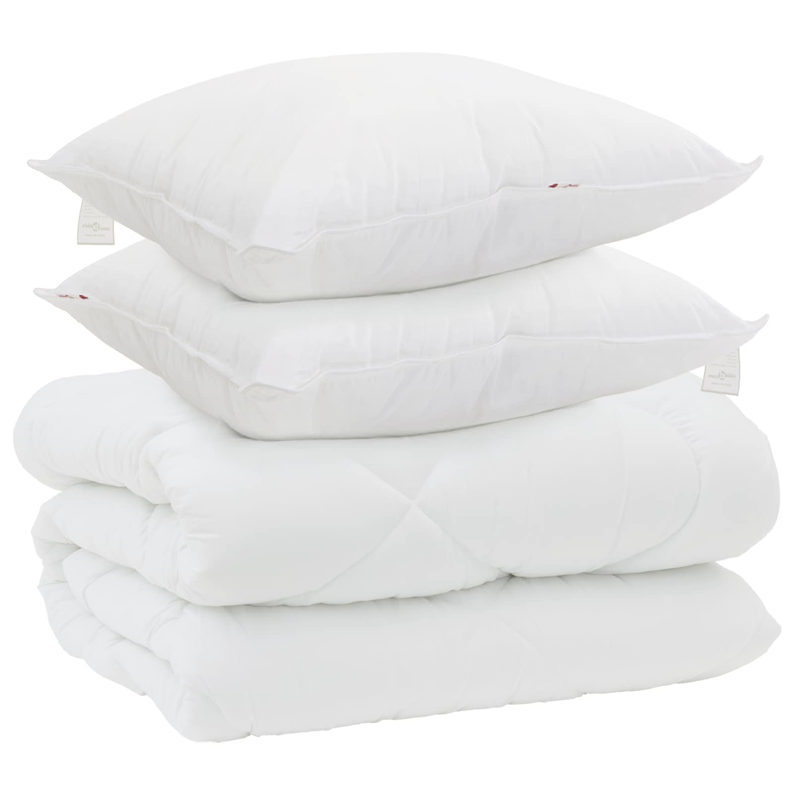 Winterbettdecke mit Kissen 3 pcs Weiß Mikrofaser