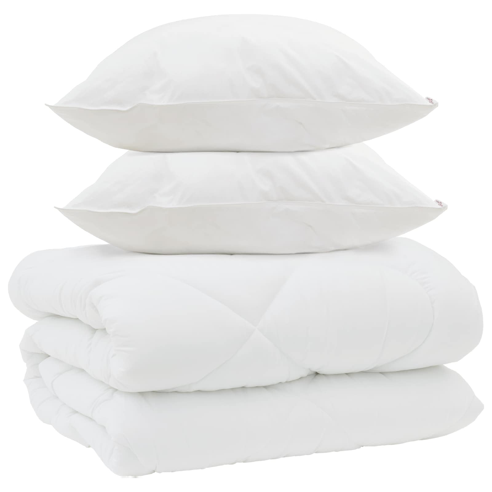 Winterbettdecke mit Kissen 3 pcs Weiß Mikrofaser