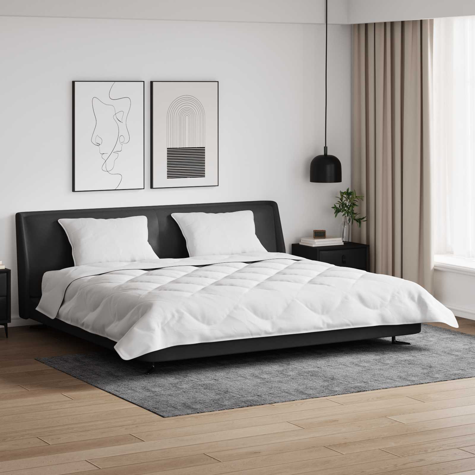 Decke mit Kissen 3 pcs Weiß Mikrofaser und Daunenfedern