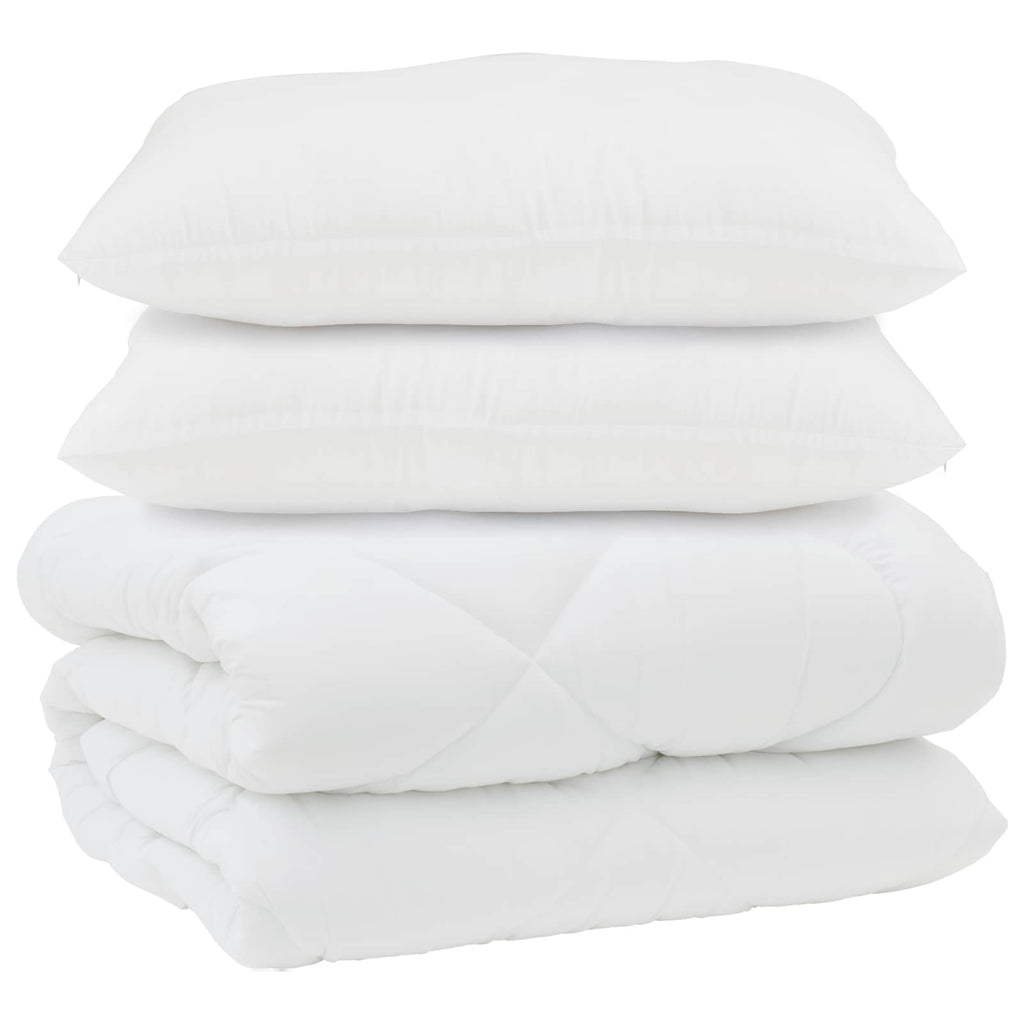 Decke mit Kissen 3 pcs Weiß Mikrofaser und Daunenfedern