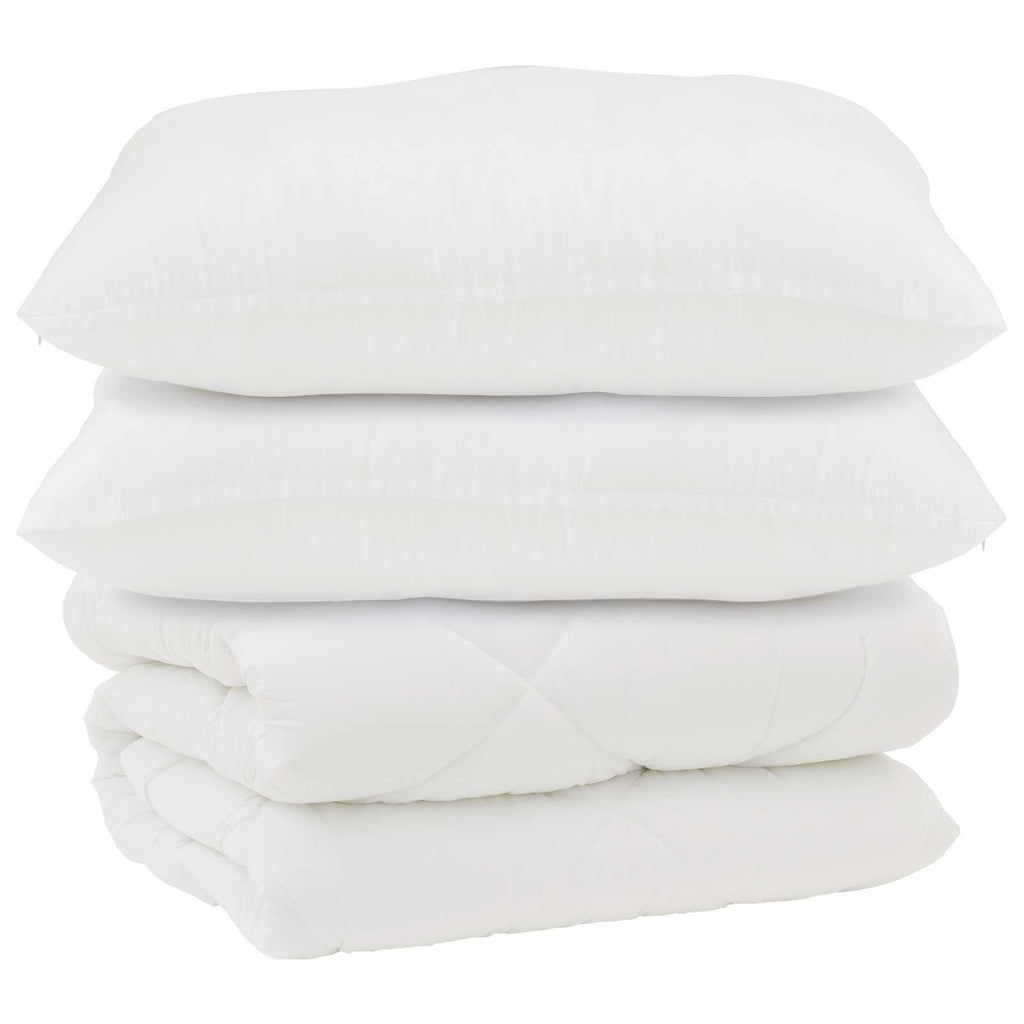 Decke mit Kissen 3 pcs Weiß Mikrofaser und Daunenfedern