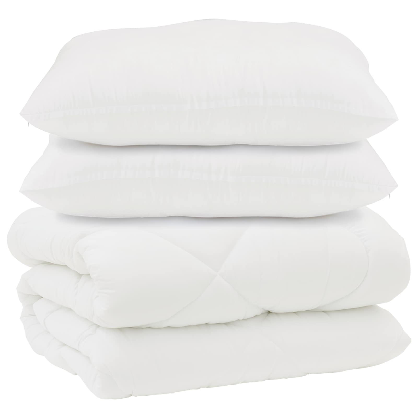Decke mit Kissen 3 pcs Weiß Mikrofaser und Daunenfedern
