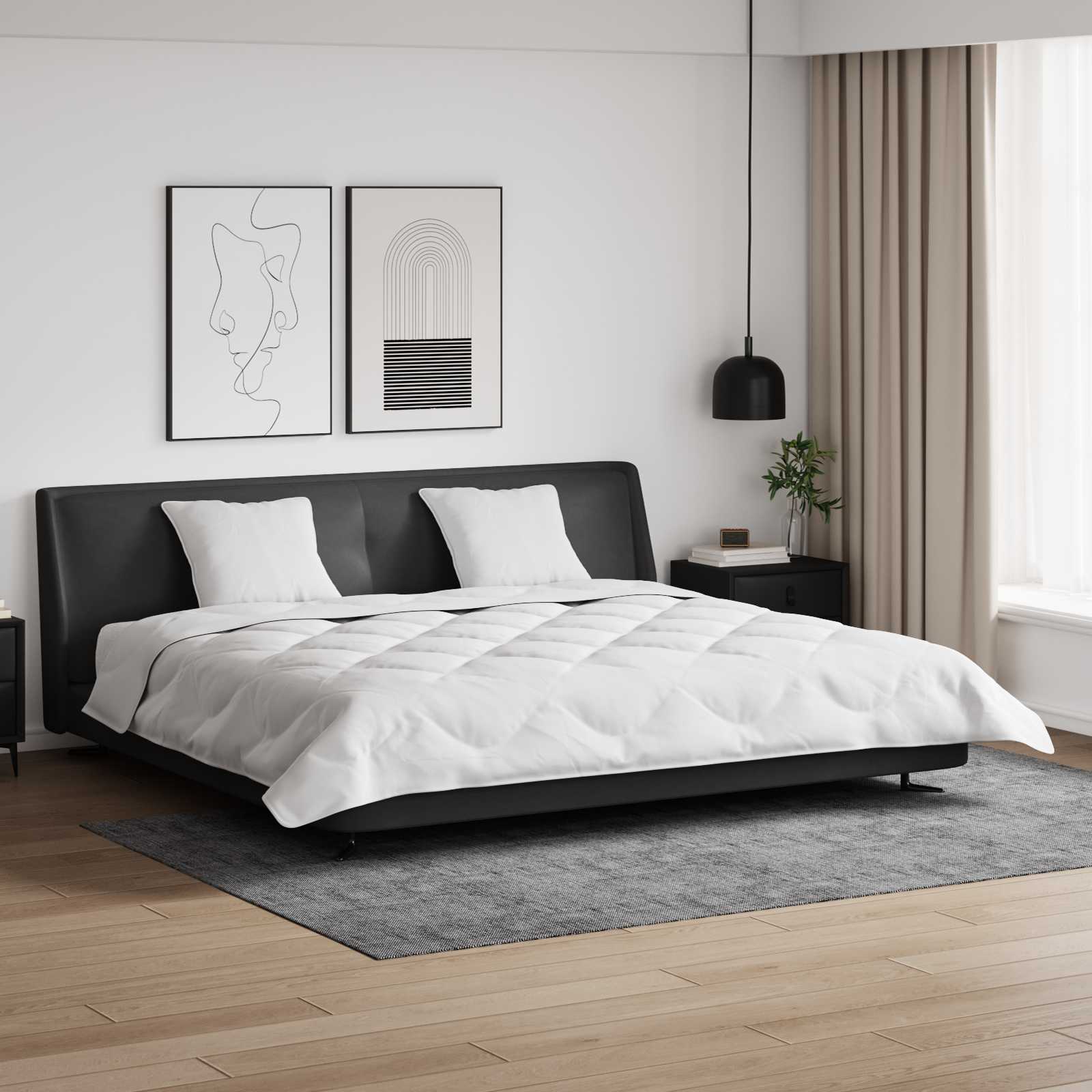 Decke mit Kissen 3 pcs Weiß Mikrofaser und Daunenfedern