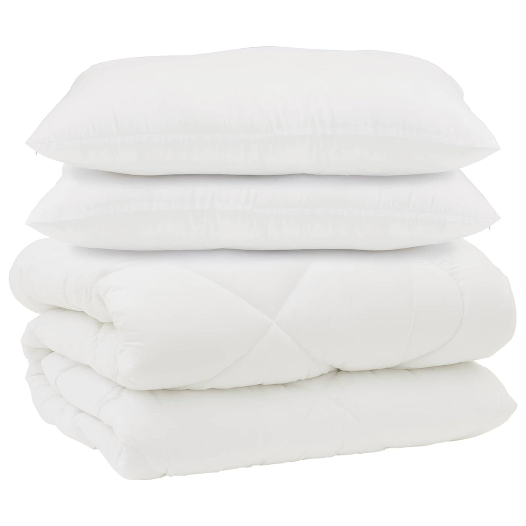 Decke mit Kissen 3 pcs Weiß Mikrofaser und Daunenfedern