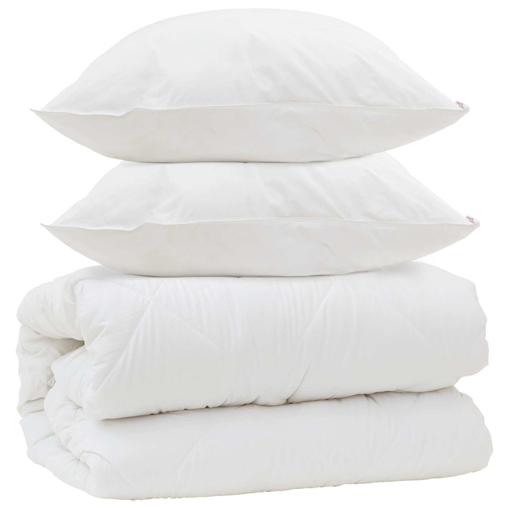 Decke mit Kissen mit Kissen 3 pcs Weiß Mikrofaser