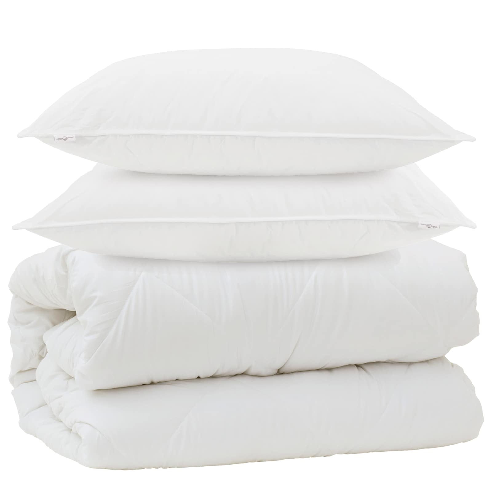 Decke mit Kissen mit Kissen 3 pcs Weiß Mikrofaser