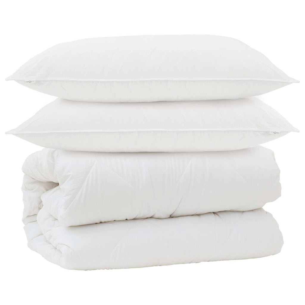 Decke mit Kissen mit Kissen 3 pcs Weiß Mikrofaser