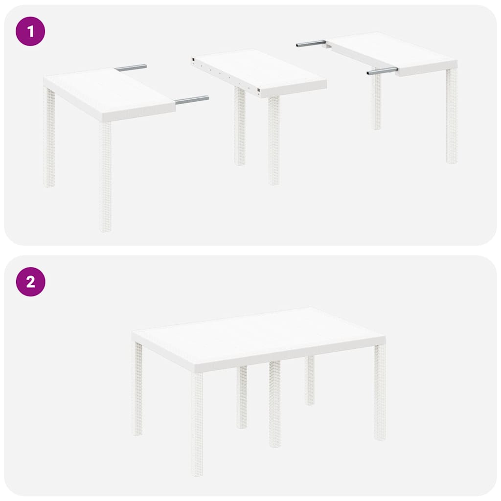 Gartentisch Weiß 150 x 100 x 73 cm Poly-Rattan
