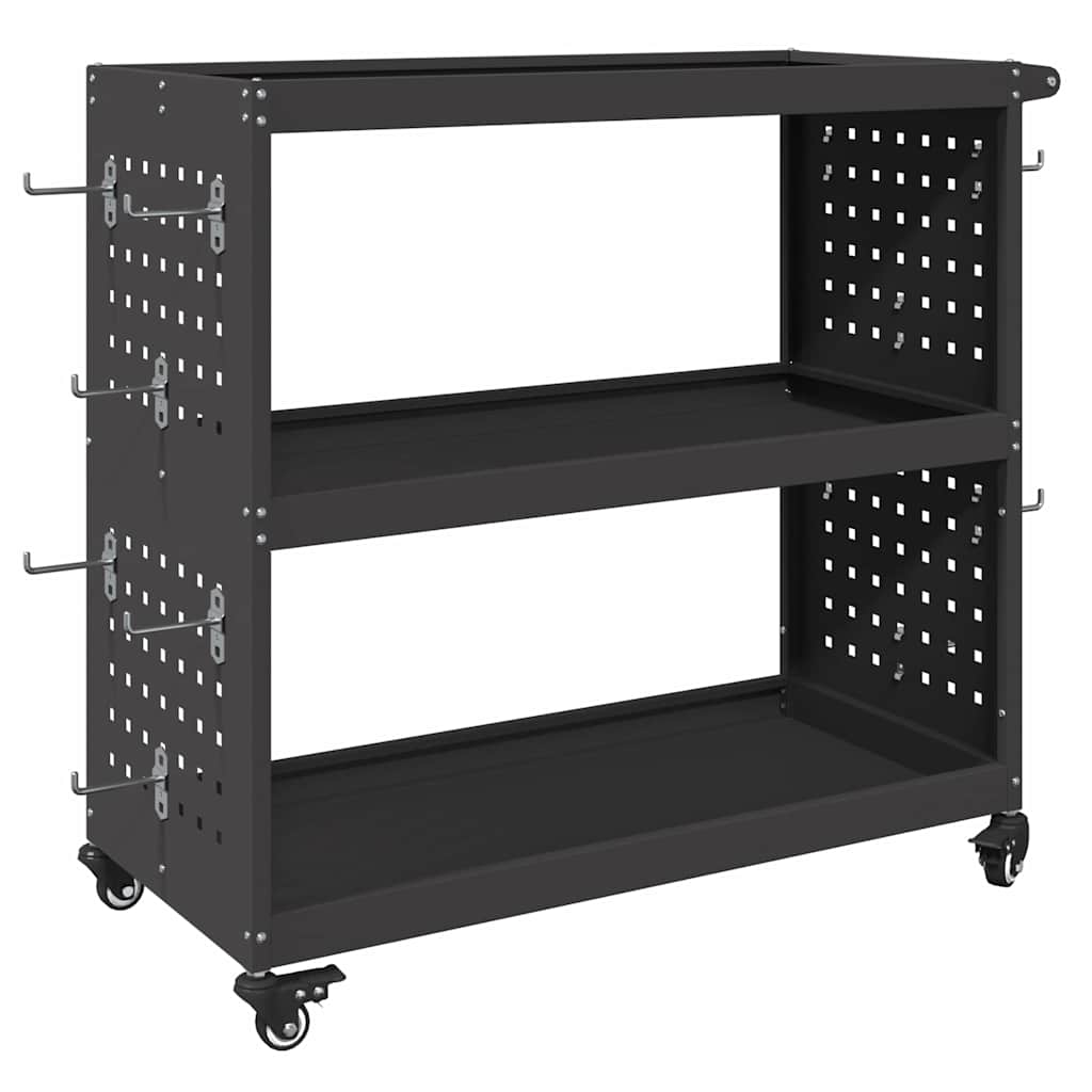 Werkzeugwagen Schwarz 75 x 35 x 73 cm Kaltgewalzter Stahl