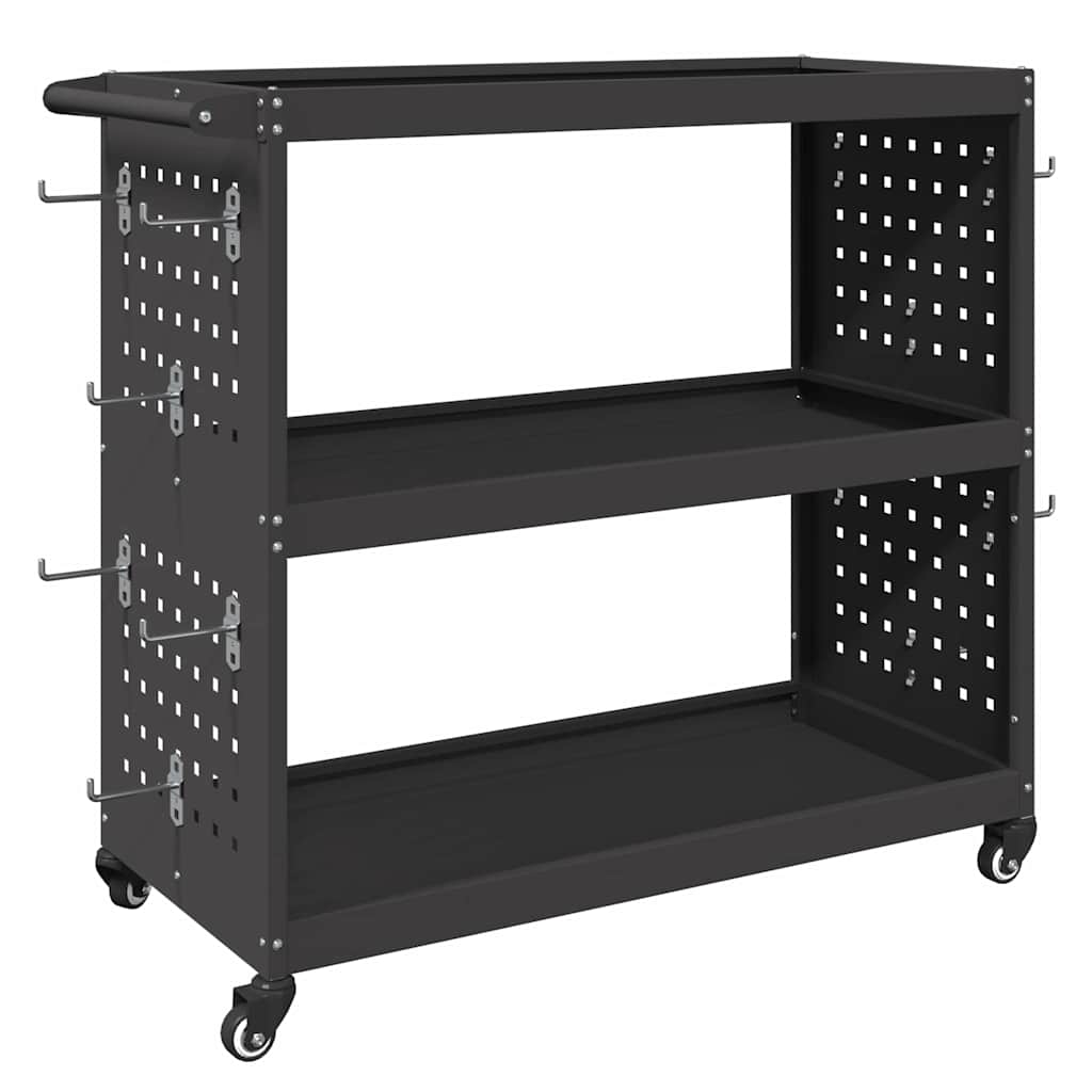 Werkzeugwagen Schwarz 75 x 35 x 73 cm Kaltgewalzter Stahl