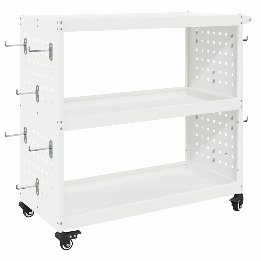 Werkzeugwagen Mit Rad Weiß 75 x 35 x 73 cm Kaltgewalzter Stahl