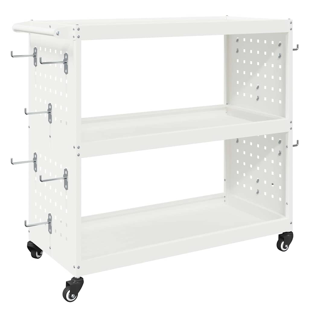 Werkzeugwagen Mit Rad Weiß 75 x 35 x 73 cm Kaltgewalzter Stahl