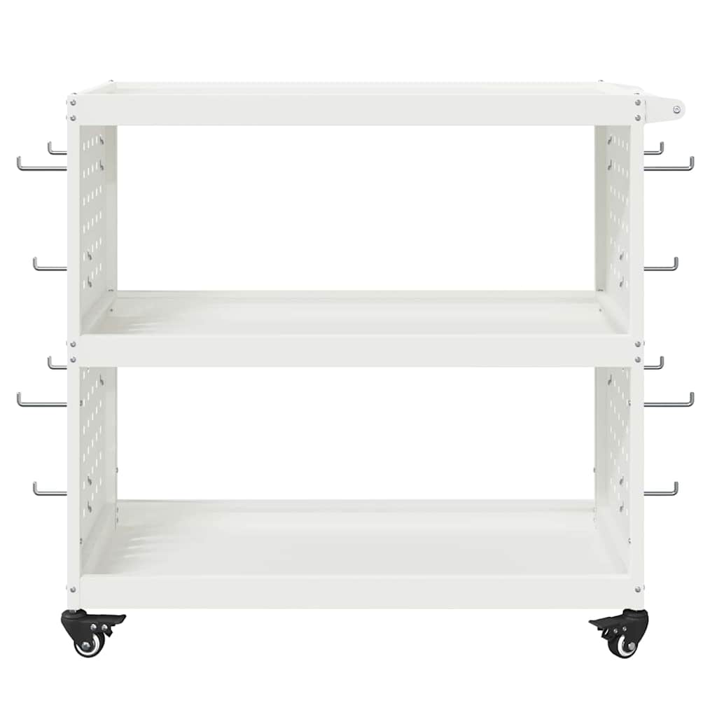 Werkzeugwagen Mit Rad Weiß 75 x 35 x 73 cm Kaltgewalzter Stahl