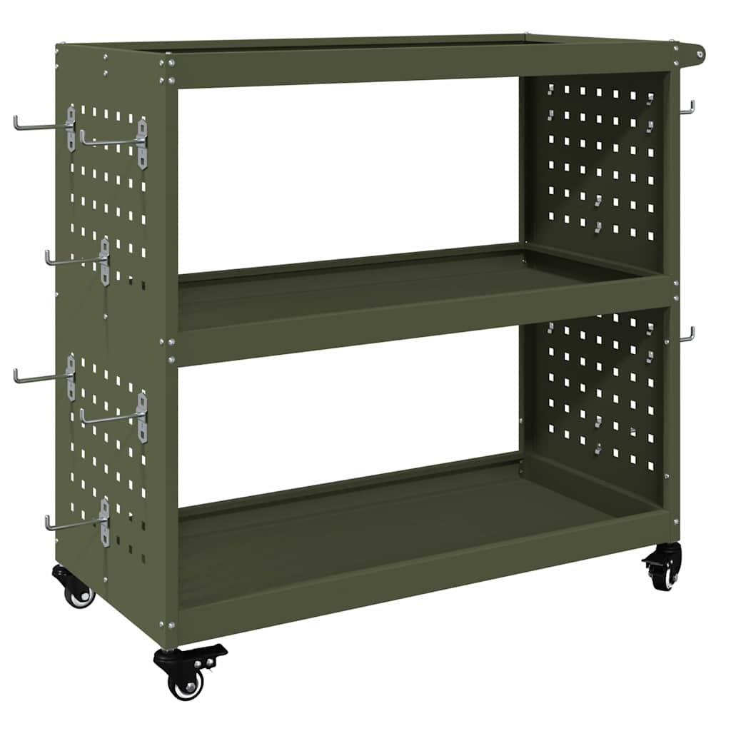 Werkzeugwagen Olive Grün 75 x 35 x 73 cm Kaltgewalzter Stahl