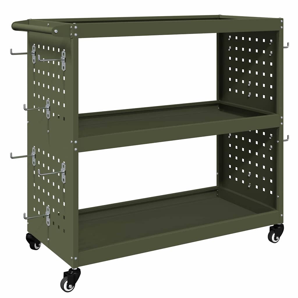Werkzeugwagen Olive Grün 75 x 35 x 73 cm Kaltgewalzter Stahl