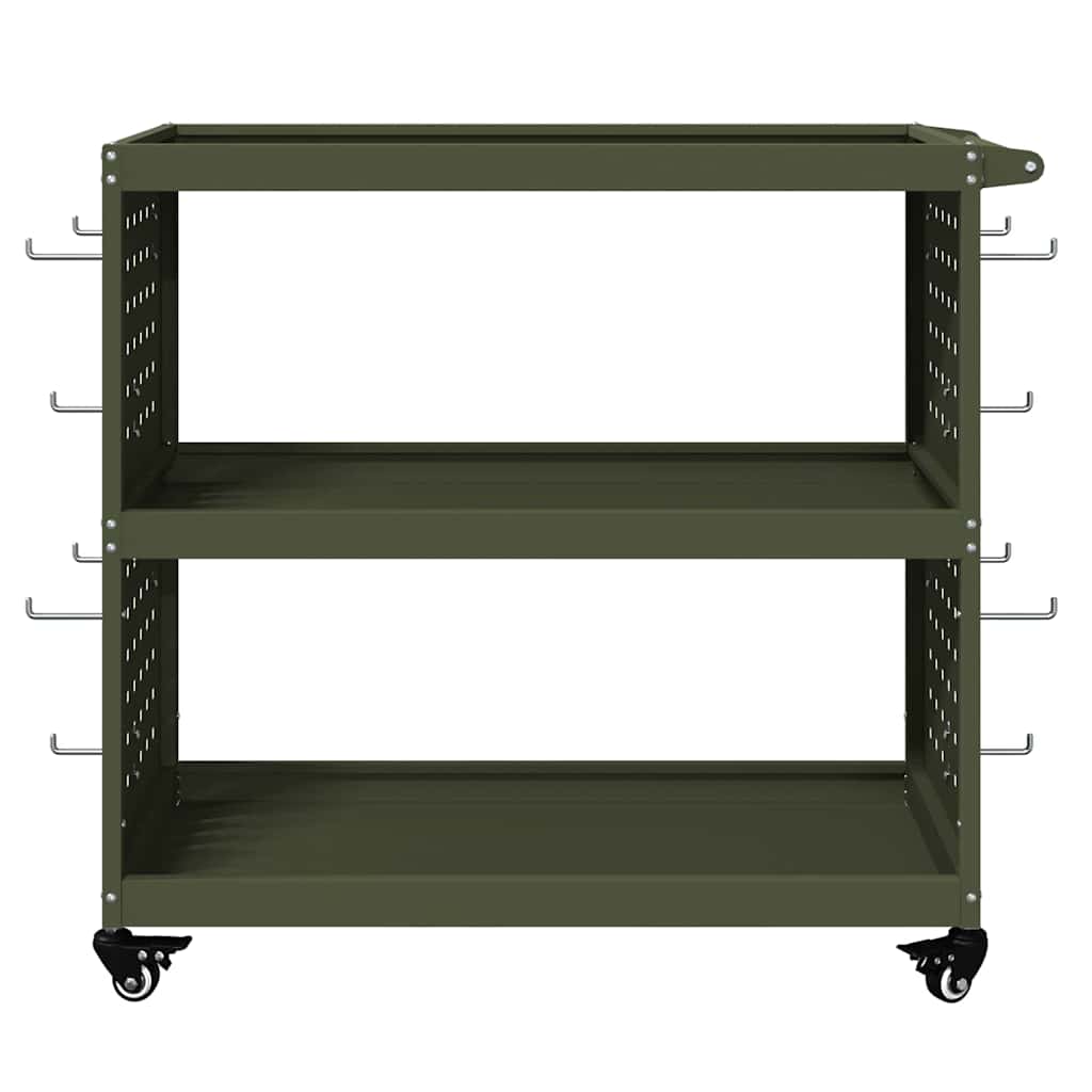 Werkzeugwagen Olive Grün 75 x 35 x 73 cm Kaltgewalzter Stahl