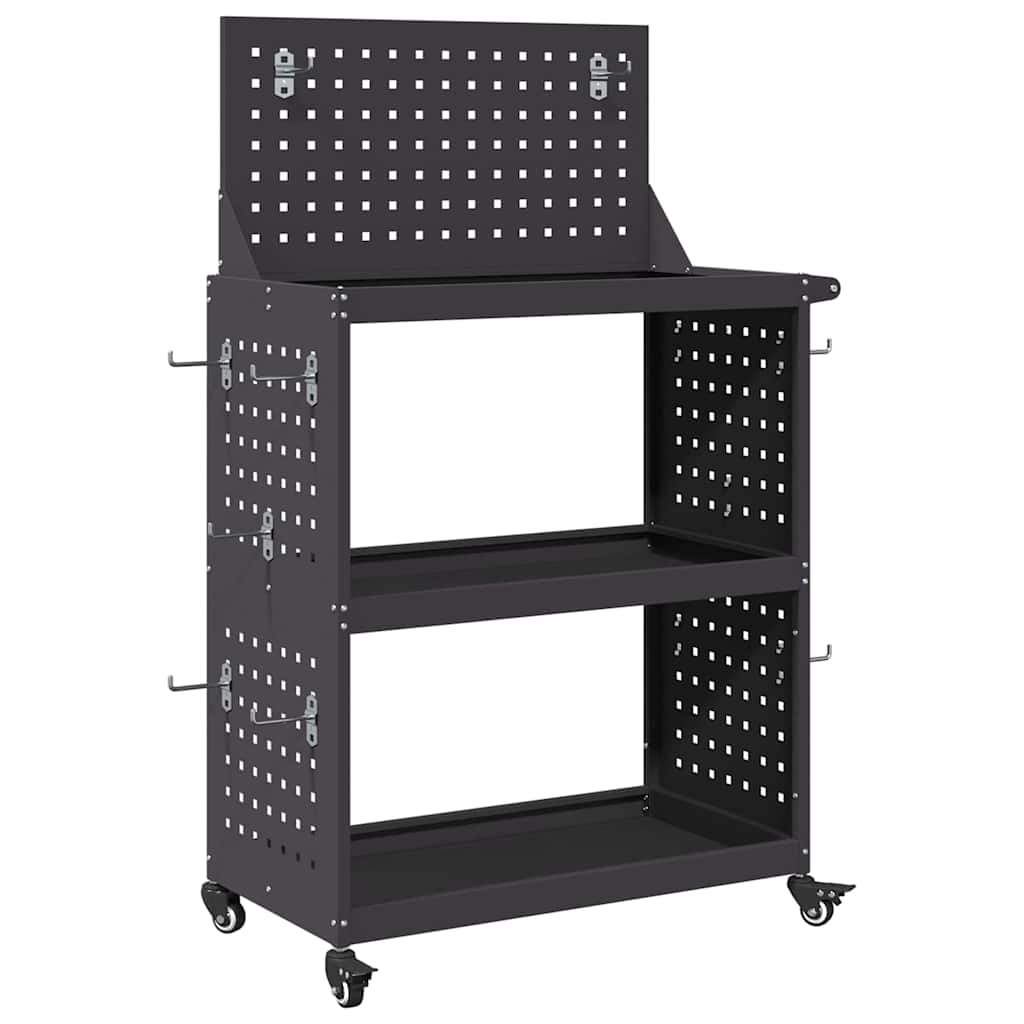 Werkzeugwagen Schwarz 65 x 35 x 111 cm Kaltgewalzter Stahl