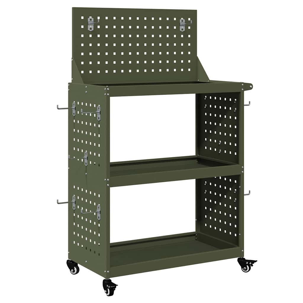 Werkzeugwagen Olive Grün 65 x 35 x 111 cm Kaltgewalzter Stahl