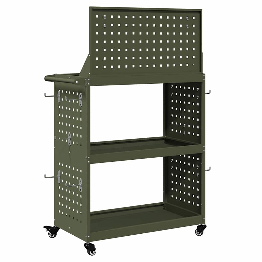 Werkzeugwagen Olive Grün 65 x 35 x 111 cm Kaltgewalzter Stahl