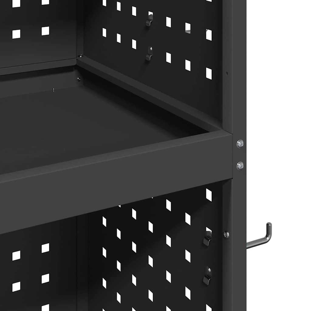 Werkzeugwagen Schwarz 65 x 35 x 111 cm Kaltgewalzter Stahl