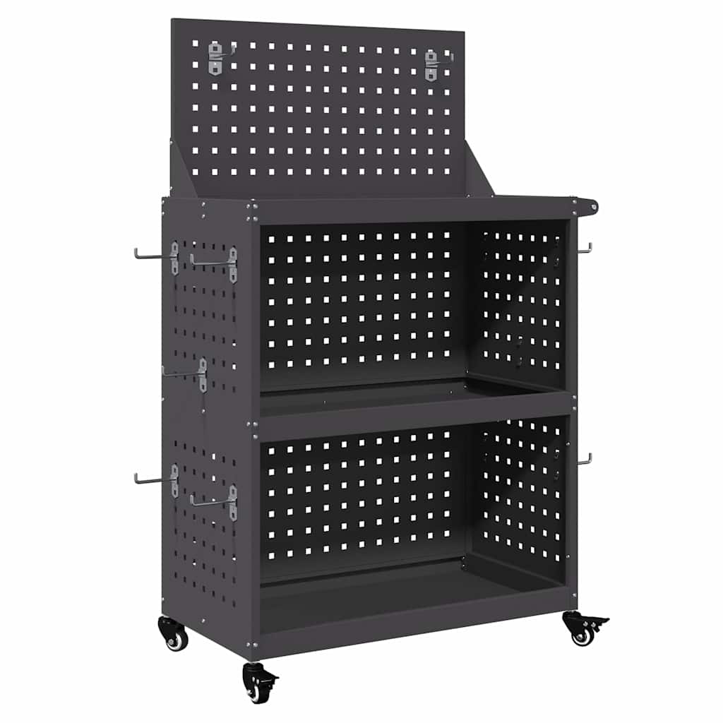 Werkzeugwagen Schwarz 65 x 35 x 111 cm Kaltgewalzter Stahl