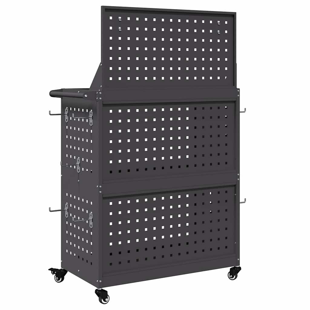 Werkzeugwagen Schwarz 65 x 35 x 111 cm Kaltgewalzter Stahl