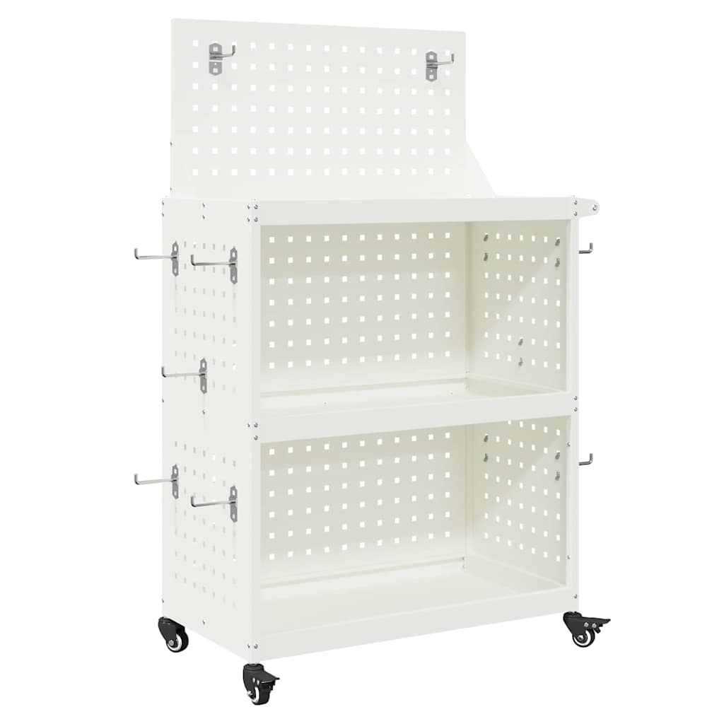 Werkzeugwagen Mit Rad Weiß 65 x 35 x 111 cm Kaltgewalzter Stahl